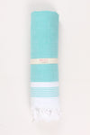 Sea Green Soft Bath Towel with White Striped