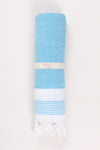 Sky Blue Soft Bath Towel with White Striped