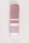 Mauve Pink Soft Bath Towel with White Striped