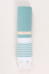 Pine Green Ultra Soft Bath Towel with White Stripes