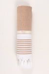 Spice Orange Ultra Soft Bath Towel with White Stripes