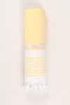 Lemon Yellow Ultra Soft Bath Towel with White Stripes