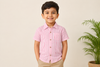 White, Pink and Magenta Striped Half Sleeve Boys Shirt