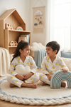 Off White, Yellow and Blue Printed Kids Night Suit