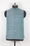Sea Green Striped Nehru Jacket