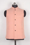 Men's Peach Textured Nehru Jacket