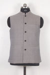 Men's Grey Textured Nehru Jacket