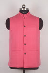 Coral Pink Striped Nehru Jacket