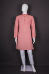 Pink Self Check Full Sleeves Long Kurta