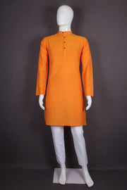 Orange Self Line Full Sleeves Long Kurta