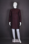 Maroon Self Check Full Sleeves Long Kurta