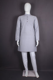 Classic Grey Handloom Full-Sleeve Kurta