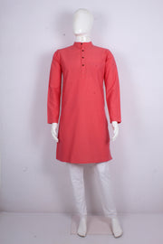 Classic Coral Handloom Full-Sleeve Kurta