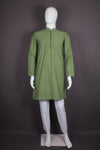 Green Full Sleeves Long Kurta with Luppi Button