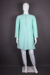 Sky Blue Self Striped Full Sleeves Long Kurta with Luppi Button