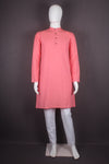 Punch Pink Full Sleeves Long Kurta with Self Striped