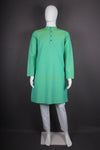 Green Full Sleeves Long Kurta with Self Line