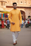 Kesariya Full Sleeves Long Kurta with Self Striped