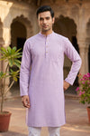 Light Purple Full Sleeves Long Kurta with Self Striped