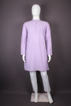 Light Purple Full Sleeves Long Kurta with Self Striped