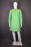 Green and Yellow Shade Full Sleeves Long Kurta with Self Striped