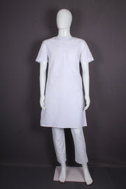 Classic White Handloom Half-Sleeve Kurta