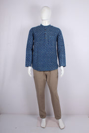 Men's Hand Spun Woven Dabu Hand Block Printed Short Kurta