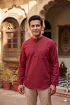 Maroon Half Slevees Short Kurta