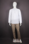 White Self Striped Short Kurta with Full Slevees