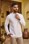 White Check Short Kurta with Full Slevees