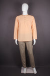 Peach Check Short Kurta with Full Slevees