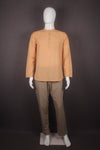 Men's Light Peach Full Sleeves Casual Short Kurta with Pocket