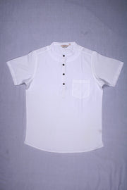 White Half Sleeves Short Kurta