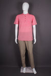 Vibrant Coral Pink Men's Handwoven 100% Cotton Half-Sleeve Short Kurta