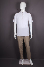 Men's Cotton Self-lined Half Sleeve Short White Kurta with