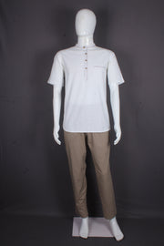 Handwoven Cotton Short Kurta with Kaatha Work