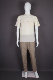 Handwoven Cotton Short Kurta with Kaatha Work