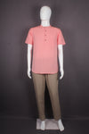 Handwoven Cotton light reddish orange Self Check Short Kurta