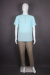 Handwoven Cotton Sky Blue Self Line Short Kurta