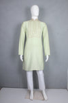Men's Tea Green Twill Weave Zardozi Hand Embroidered Festive Long Kurta