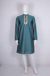 Men's Pine Green Twill Weave Zardozi Hand Embroidered Festive Long Kurta