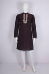 Men's Maroon Twill Weave Zardozi Hand Embroidered Festive Long Kurta