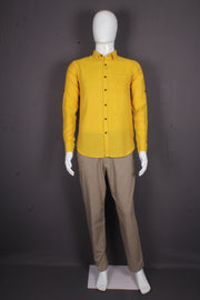 Men's Butterscotch Yellow Full Sleeves Shirt