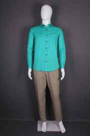 Men's Space Dyed Green Full Sleeves Shirt