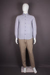 Floral Violet Linen Mandarin Collar Full Shirt