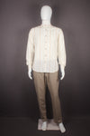 Men's Cream Full Slevees Shirt with Self Striped