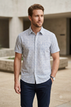 Off White and Blue Hand Block Printed Half Shirt