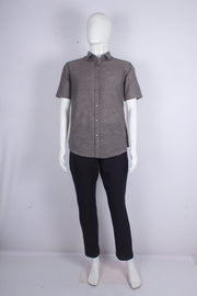 Charcoal Grey Handwoven Pure Cotton Half Sleeves Shirt