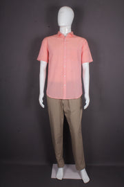 Men's Peach Cotton Half Sleeve Shirt