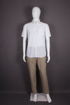 Men's Cotton White Half Sleeve Shirt with Stripe Pattern